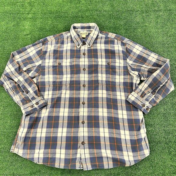 Duluth Trading Co Men's Flannel Shirt Blue Size 2XL Plaid Button Down Pockets - Picture 1 of 16